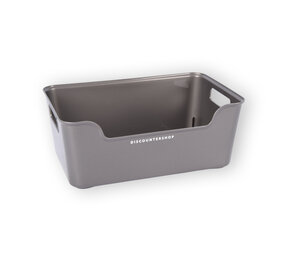 Discountershop Opbergmand van Grijs Plastic - 1 Liter - Compact en Lichtgewicht - Multifunctioneel voor Thuisorganisatie - 17,5cm x 27cm x 11cm