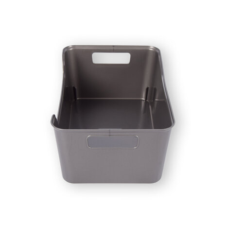 Discountershop Opbergmand van Grijs Plastic - 1 Liter - Compact en Lichtgewicht - Multifunctioneel voor Thuisorganisatie - 17,5cm x 27cm x 11cm
