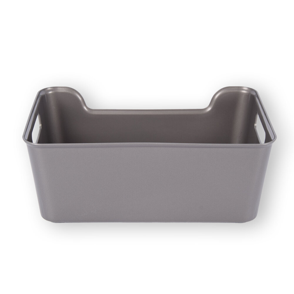 Discountershop Grey Plastic Storage Basket – 1L – Compact and Lightweight – Multi-Purpose for Home Organization – 17.5 x 27 x 11 cm