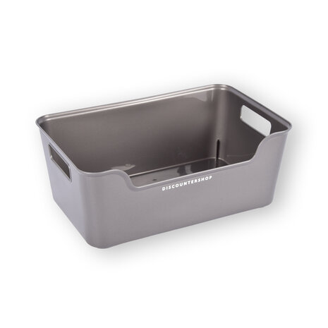 Discountershop Storage Basket Made of Gray Plastic with a Stylish Look - Compact and Lightweight - Capacity of 1 Liter - Dimensions 17.5cm x 27cm x 11cm. Discountershop Storage Basket Made of Gray Plastic with a Stylish Look - Compact and Lightweight - Capacity of 1 Liter - Dimensions 17.5cm x 27cm x 11cm.