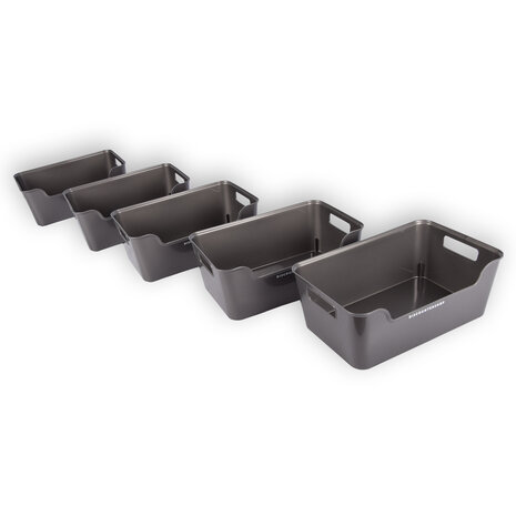 Discountershop Five Stylish Gray Plastic Storage Baskets: Compact, Lightweight And With A Capacity Of 1 Liter Per Basket. Perfect Size: 17.5cm x 27cm x 11cm. Discountershop Five Stylish Gray Plastic Storage Baskets: Compact, Lightweight And With A Capacity Of 1 Liter Per Basket. Perfect Size: 17.5cm x 27cm x 11cm.