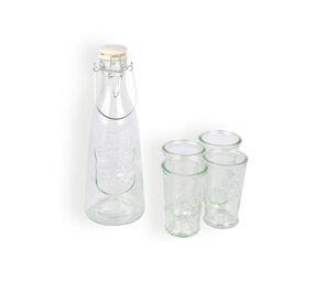 Discountershop Stylish Glass Carafe and Drinking Glass Set: 1 Liter Carafe and 4 Glasses of 250ML Discountershop Stylish Glass Carafe and Drinking Glass Set: 1 Liter Carafe and 4 Glasses of 250ML