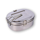 Discountershop Stylish Stainless Steel Lunchbox - With Lid, Removable Shelf, 1.2L Capacity - 18cm x 14cm x 7.5cm Discountershop Stylish Stainless Steel Lunchbox - With Lid, Removable Shelf, 1.2L Capacity - 18cm x 14cm x 7.5cm