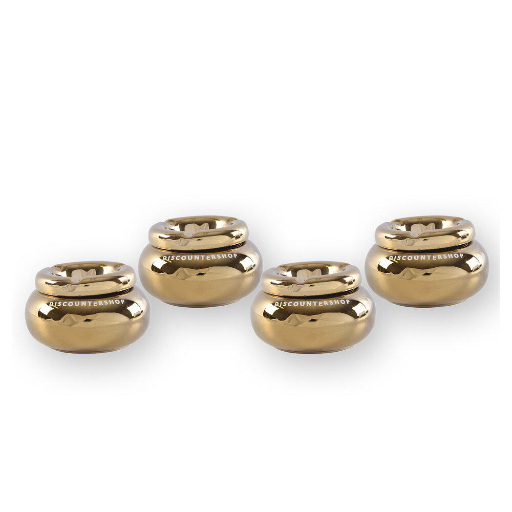 Discountershop 4x Gold Dolomite Ashtrays - Suitable As Cigarette Ashtray - Diameter Of 11cm And Height Of 6cm - Perfect Gift For Smokers Discountershop 4x Gold Dolomite Ashtrays - Suitable As Cigarette Ashtray - Diameter Of 11cm And Height Of 6cm - Perfect Gift For Smokers