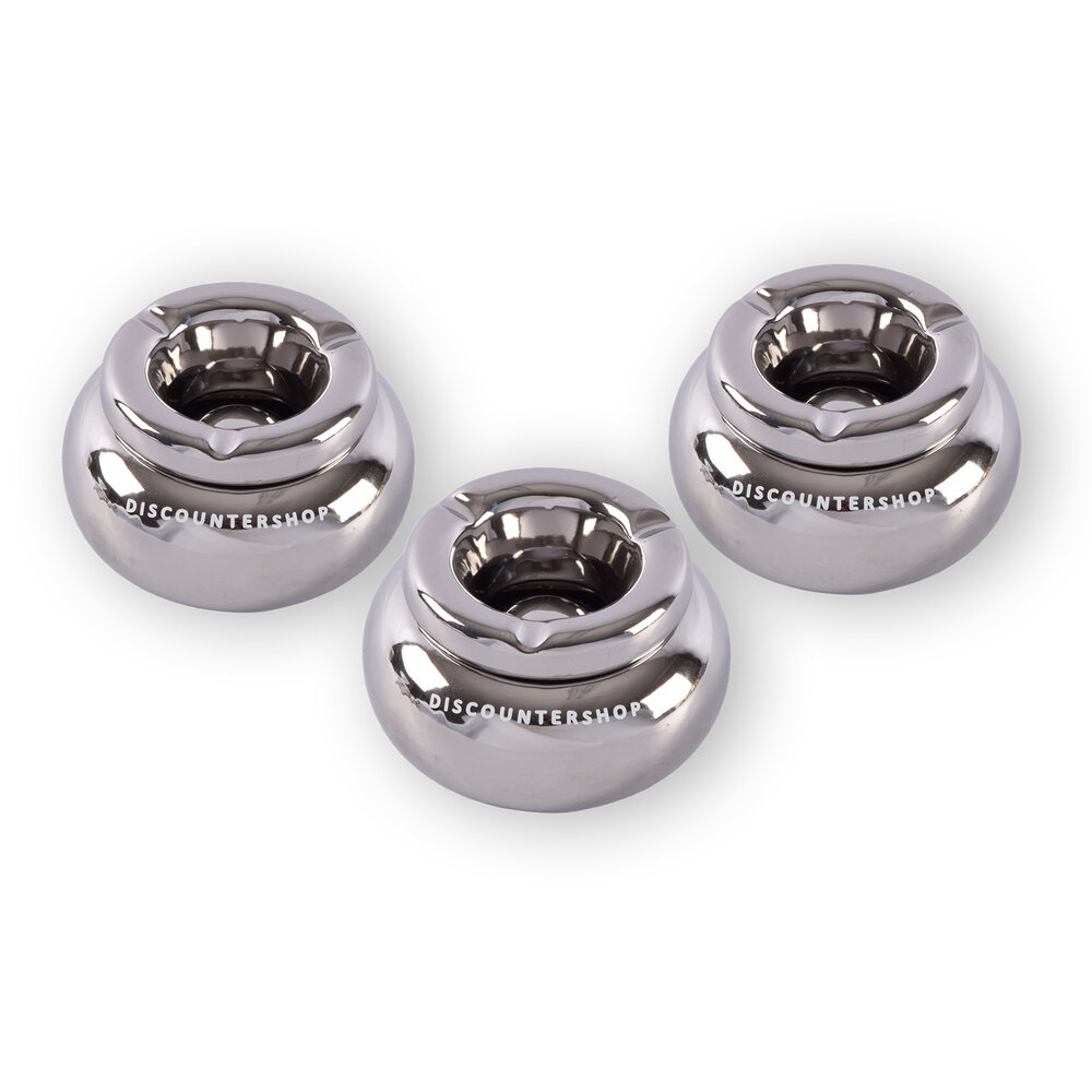 Discountershop Set Van 3 Zilveren Dolomiet Asbakken - Perfect Voor Sigarettenas - Afmetingen 11cm Diameter: 6cm Hoogte - Luxe Rookaccessoire. Discountershop Set Van 3 Zilveren Dolomiet Asbakken - Perfect Voor Sigarettenas - Afmetingen 11cm Diameter: 6cm Hoogte - Luxe Rookaccessoire.
