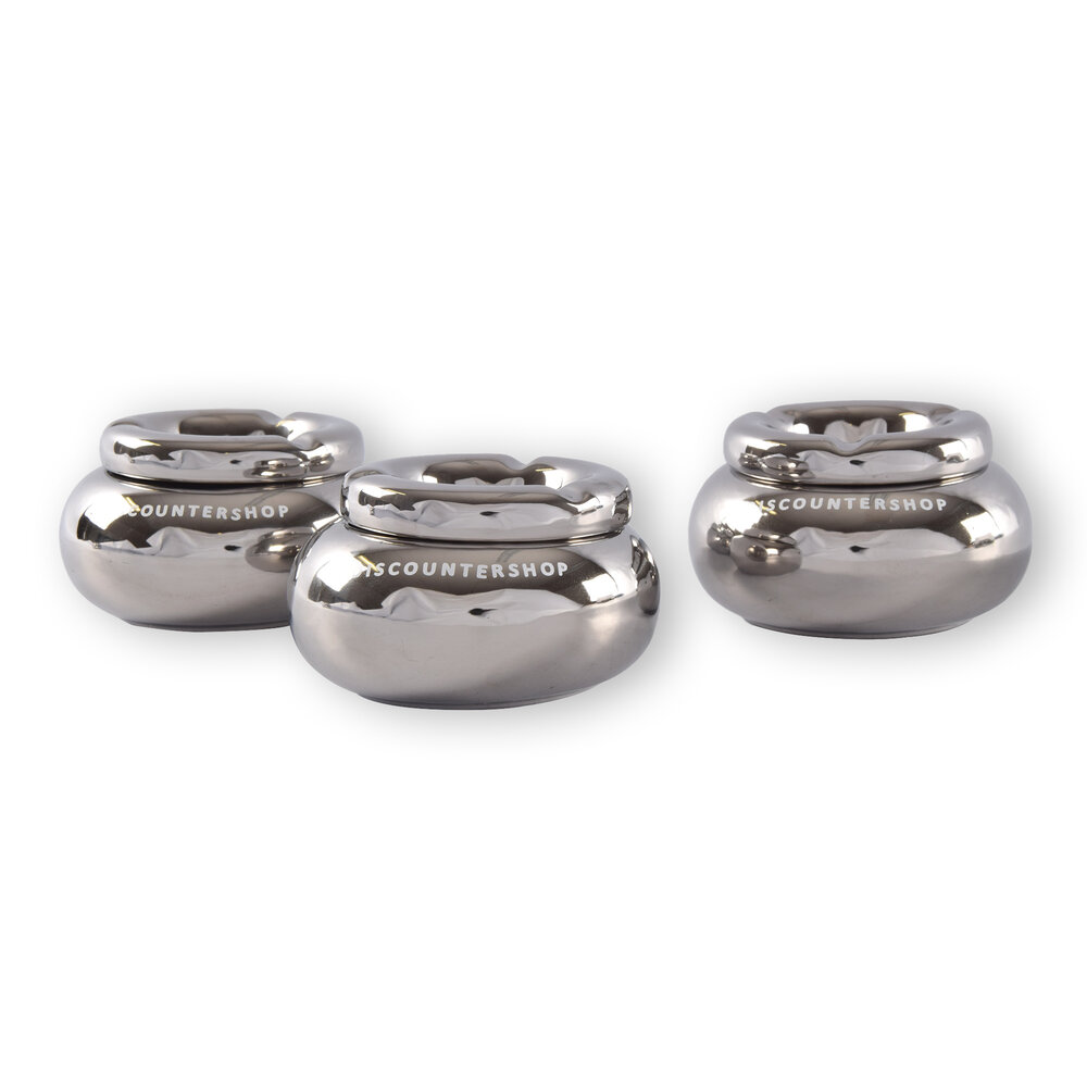 Discountershop Set Of 3 Silver Dolomite Ashtrays - Perfect For Cigarette Ash - Dimensions 11cm Diameter: 6cm Height - Luxury Smoking Accessory. Discountershop Set Of 3 Silver Dolomite Ashtrays - Perfect For Cigarette Ash - Dimensions 11cm Diameter: 6cm Height - Luxury Smoking Accessory.