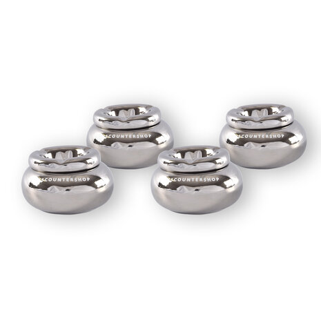 Discountershop Set Of 4 Silver-colored Dolomite Ashtrays - Suitable For Cigarette Ash - Dimensions 11cm Diameter: 6Cm Height - Luxury Smoking Accessory.