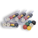 Discountershop 5x 48-delige Pokerchips - Pokerset | Pokeren, Casino | Plastic | Rood, Blauw, Zwart, Wit, Geel, Groen | 20.5cm x 6.5cm x 5cm | Aanbevolen vanaf 10 jaar