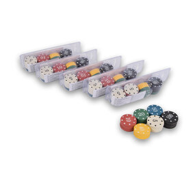 Discountershop 6x 48-piece Poker chips - Poker set | Card game, Poker, Casino | Plastic | Red, Blue, Black, White, Yellow, Green | 20.5cm x 6.5cm x 5cm | Recommended from 10 years Discountershop 6x 48-piece Poker chips - Poker set | Card game, Poker, Casino | Plastic | Red, Blue, Black, White, Yellow, Green | 20.5cm x 6.5cm x 5cm | Recommended from 10 years