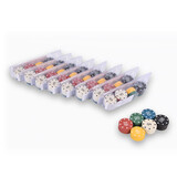 Discountershop 9x 48-piece Poker chips - Poker set | Card game, Poker, Casino | Plastic | Red, Blue, Black, White, Yellow, Green | 20.5cm x 6.5cm x 5cm | Recommended from 10 years