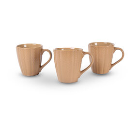 Discountershop 3x Luxury Ceramic Cup Set - Coffee and Tea Cups, 200ml Capacity, Beige Color Discountershop 3x Luxury Ceramic Cup Set - Coffee and Tea Cups, 200ml Capacity, Beige Color