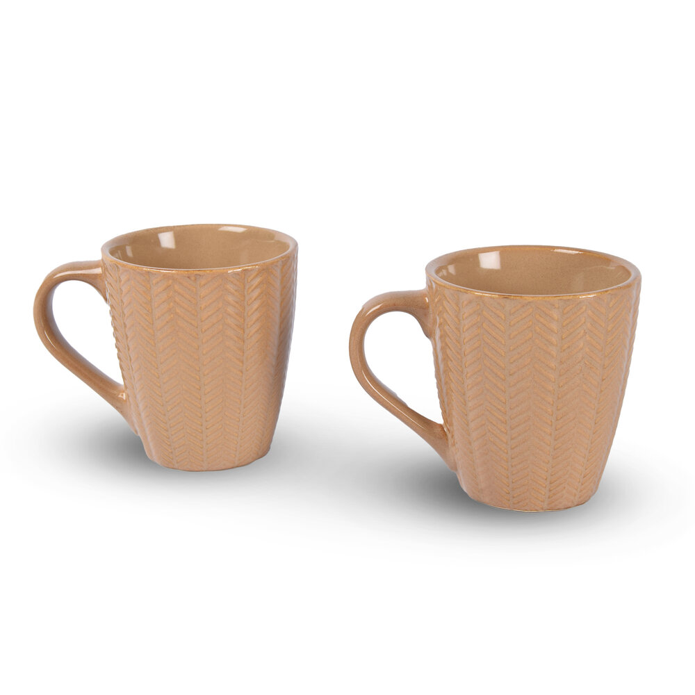 Discountershop 2x Luxury Ceramic Cup Set - Coffee and Tea Cups, 200ml Capacity, Beige Color