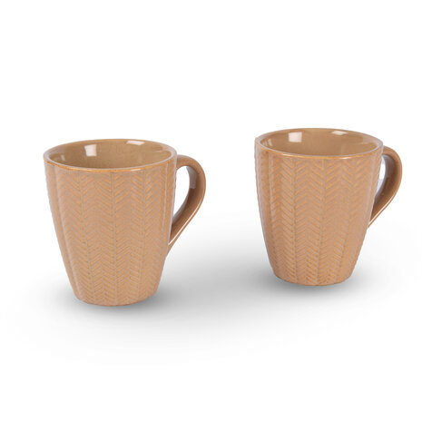 Discountershop 2x Luxury Ceramic Cup Set - Coffee and Tea Cups, 200ml Capacity, Beige Color