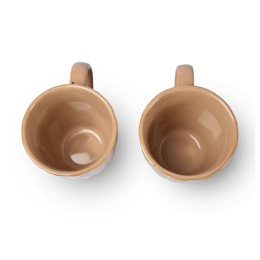 Discountershop 2x Luxury Ceramic Cup Set - Coffee and Tea Cups, 200ml Capacity, Beige Color