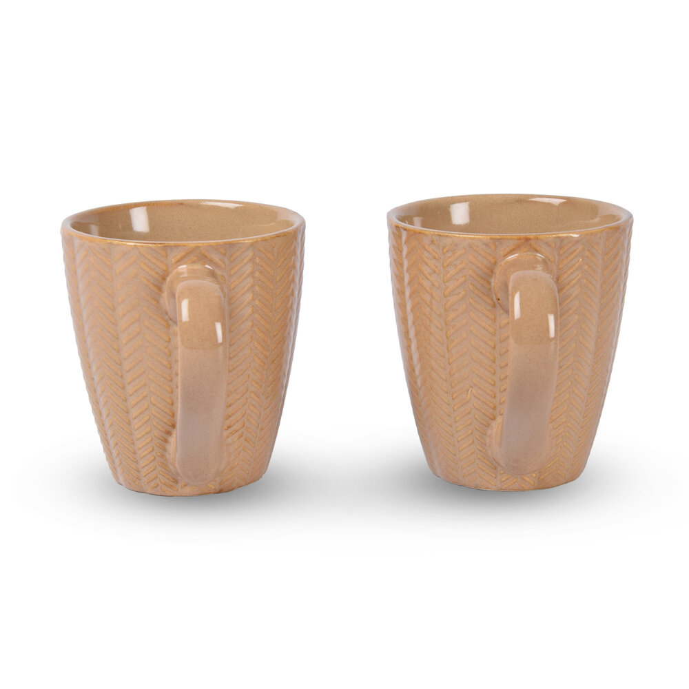 Discountershop 2x Luxury Ceramic Cup Set - Coffee and Tea Cups, 200ml Capacity, Beige Color