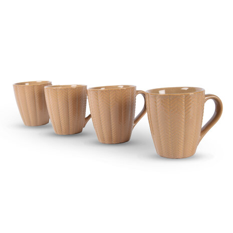 Discountershop 4x Luxury Ceramic Cup Set - Coffee and Tea Cups, 200ml Capacity, Beige Color