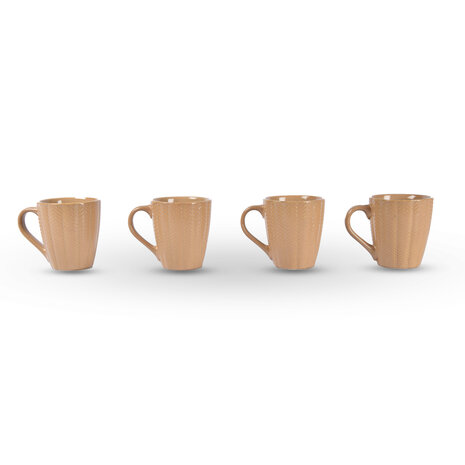 Discountershop 4x Luxury Ceramic Cup Set - Coffee and Tea Cups, 200ml Capacity, Beige Color