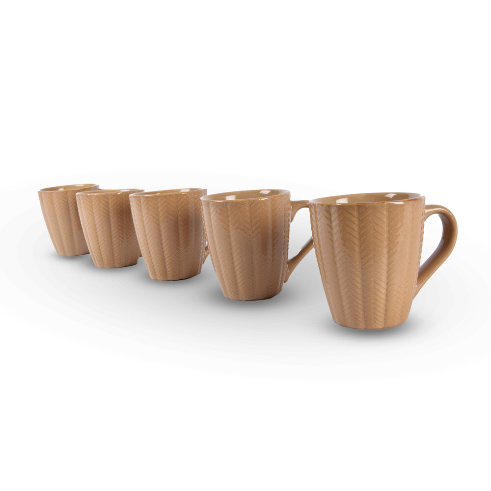Discountershop 5x Luxury Ceramic Cup Set - Coffee and Tea Cups, 200ml Capacity, Beige Color Discountershop 5x Luxury Ceramic Cup Set - Coffee and Tea Cups, 200ml Capacity, Beige Color