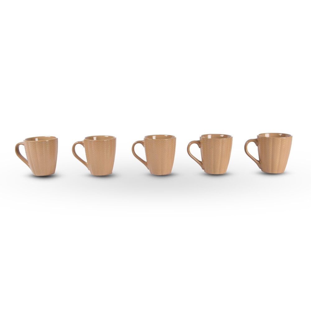 Discountershop 5x Luxury Ceramic Cup Set - Coffee and Tea Cups, 200ml Capacity, Beige Color Discountershop 5x Luxury Ceramic Cup Set - Coffee and Tea Cups, 200ml Capacity, Beige Color