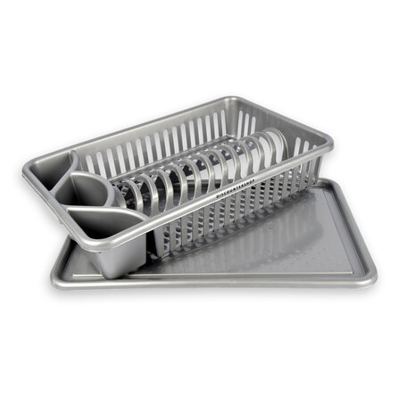 Discountershop Afdruiprek | Vaatwasrek | Afwasrek | Grijs | Lekbak | Zilver | 43cm x 26cm x 10cm Discountershop Afdruiprek | Vaatwasrek | Afwasrek | Grijs | Lekbak | Zilver | 43cm x 26cm x 10cm