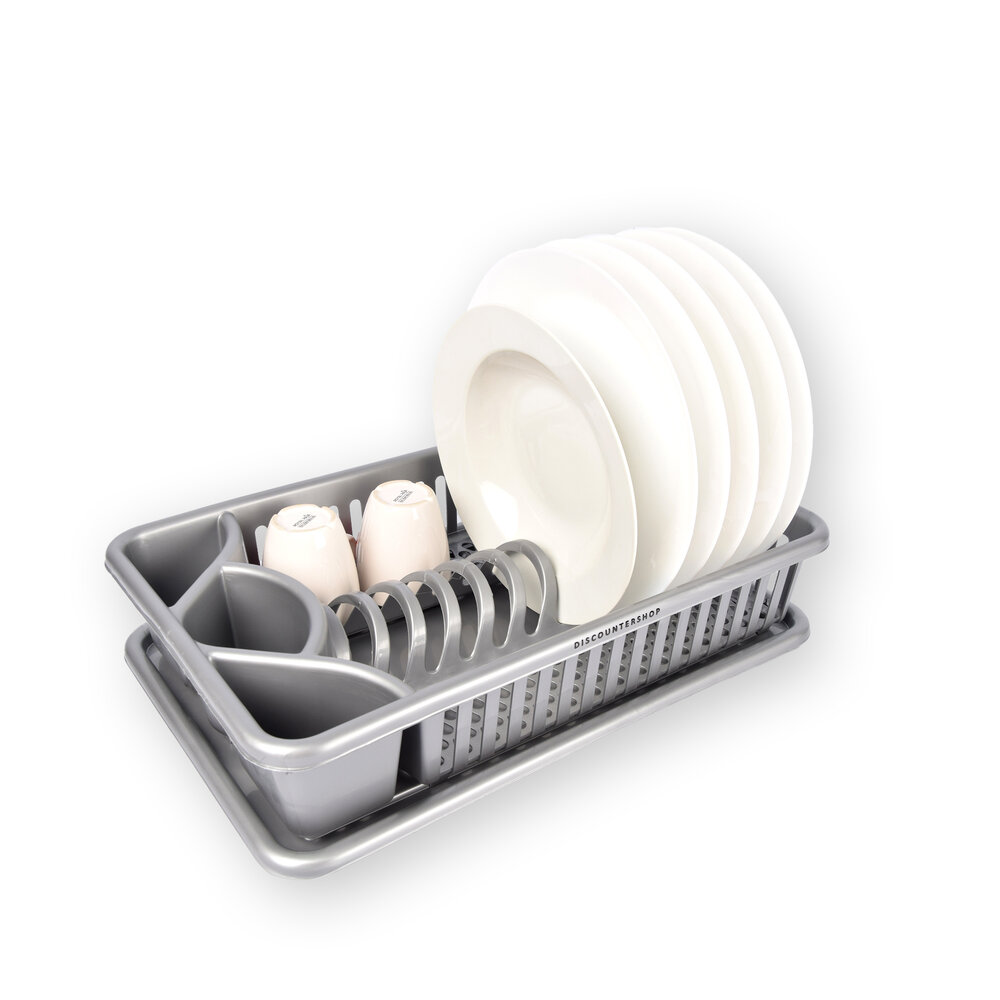 Discountershop Afdruiprek | Vaatwasrek | Afwasrek | Grijs | Lekbak | Zilver | 43cm x 26cm x 10cm Discountershop Afdruiprek | Vaatwasrek | Afwasrek | Grijs | Lekbak | Zilver | 43cm x 26cm x 10cm