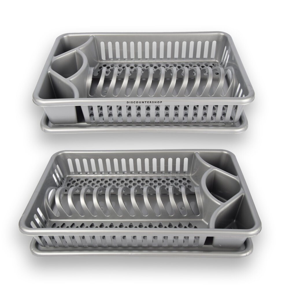 Discountershop Afdruiprek | Vaatwasrek | Afwasrek | Grijs | Lekbak | Zilver | 43cm x 26cm x 10cm Discountershop Afdruiprek | Vaatwasrek | Afwasrek | Grijs | Lekbak | Zilver | 43cm x 26cm x 10cm