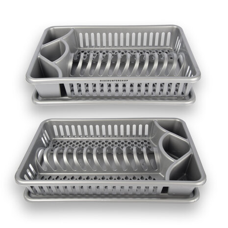 Discountershop Afdruiprek | Vaatwasrek | Afwasrek | Grijs | Lekbak | Zilver | 43cm x 26cm x 10cm Discountershop Afdruiprek | Vaatwasrek | Afwasrek | Grijs | Lekbak | Zilver | 43cm x 26cm x 10cm