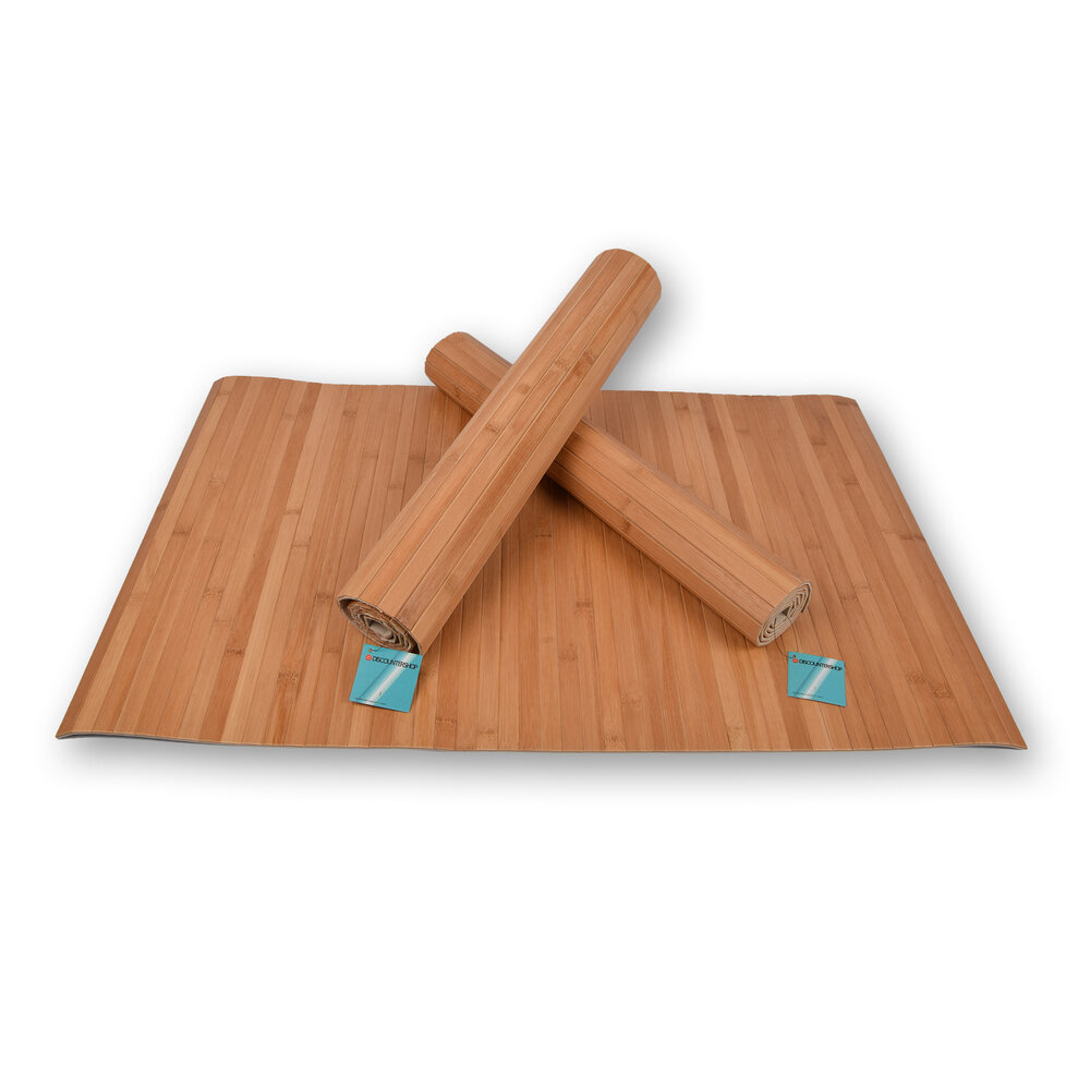 Discountershop 3-Pack Stylish Light Brown Floor Mats - Doormat - 80cm x 50cm x 0.5cm - Bamboo Material Discountershop 3-Pack Stylish Light Brown Floor Mats - Doormat - 80cm x 50cm x 0.5cm - Bamboo Material