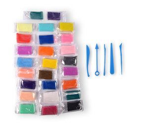 Discountershop Polymeerklei Set - 26 Stuks Klei en 5 Gereedschappen - Handig Opbergkoffer - Multi Collor - Geschikt voor Boetseren en Knutselen Discountershop Polymeerklei Set - 26 Stuks Klei en 5 Gereedschappen - Handig Opbergkoffer - Multi Collor - Geschikt voor Boetseren en Knutselen