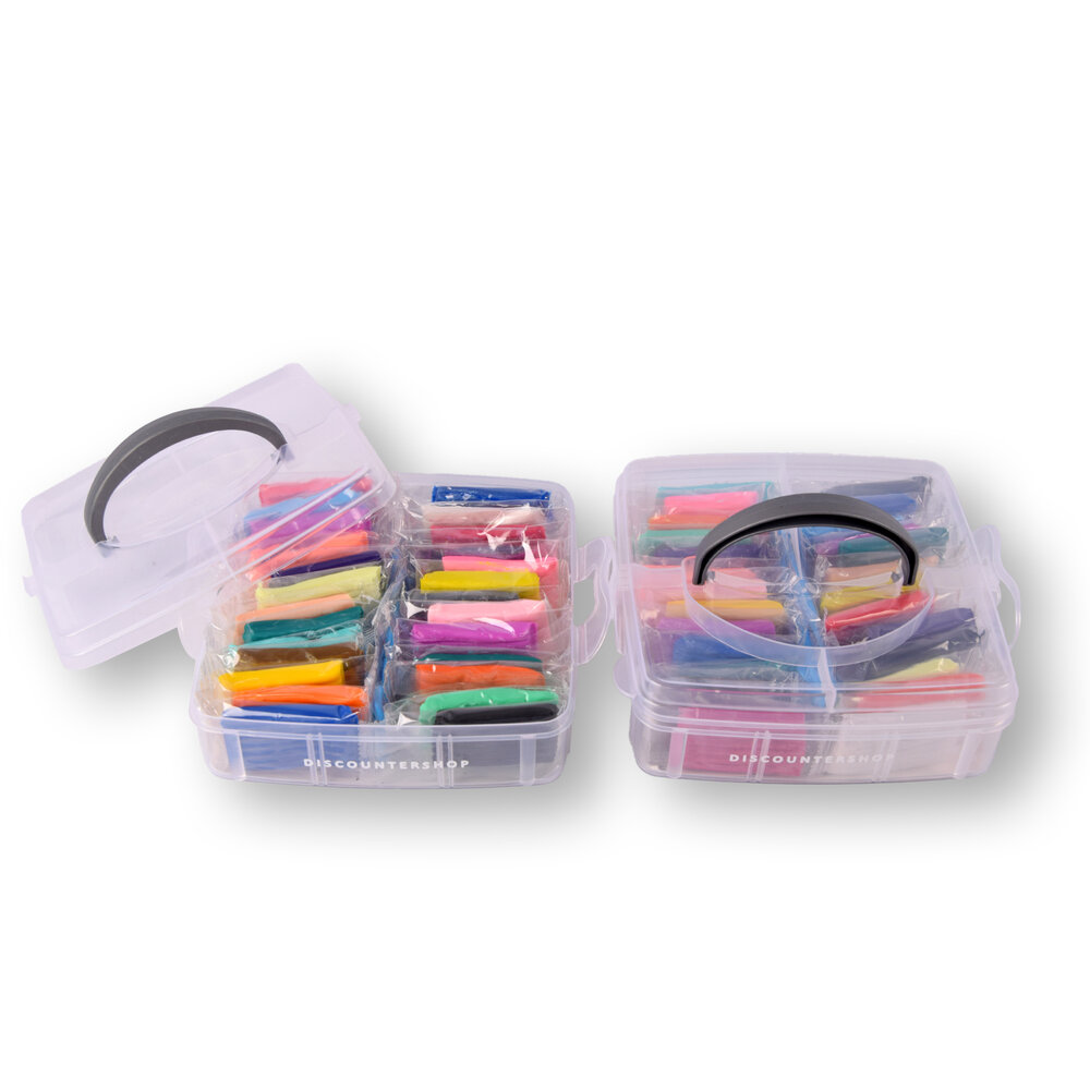 Discountershop 2 Polymer Clay Set - 26 Pieces of Clay and 5 Tools - Handy Storage Case - Multi Collor - Suitable for Modeling and Crafts Discountershop 2 Polymer Clay Set - 26 Pieces of Clay and 5 Tools - Handy Storage Case - Multi Collor - Suitable for Modeling and Crafts