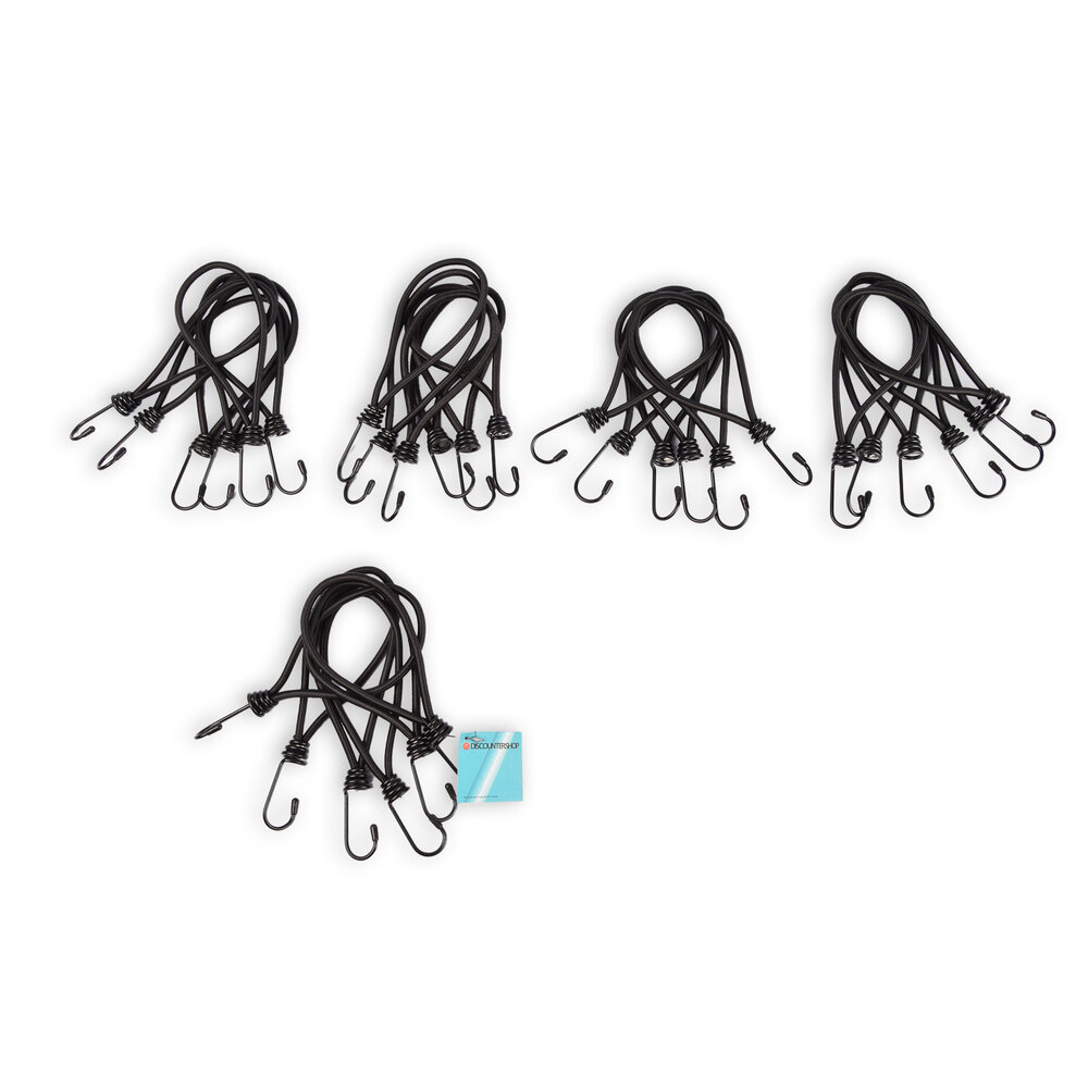 Discountershop 30 Stuks | Mini Snelbinder | Spanelastiek Met Haak | Solide En Stevig | Zwart | Spinbinder | Sjorbanden | 20Lm Length