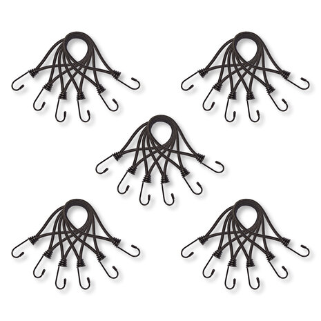 Discountershop 30 Stuks | Mini Snelbinder | Spanelastiek Met Haak | Solide En Stevig | Zwart | Spinbinder | Sjorbanden | 20Lm Length