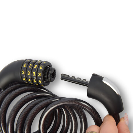 Discountershop 1x Top Quality Black Bicycle Lock Set with Number and Cable Lock - Anti-Theft, Lightweight (85g), 180cm x 10mm Discountershop 1x Top Quality Black Bicycle Lock Set with Number and Cable Lock - Anti-Theft, Lightweight (85g), 180cm x 10mm