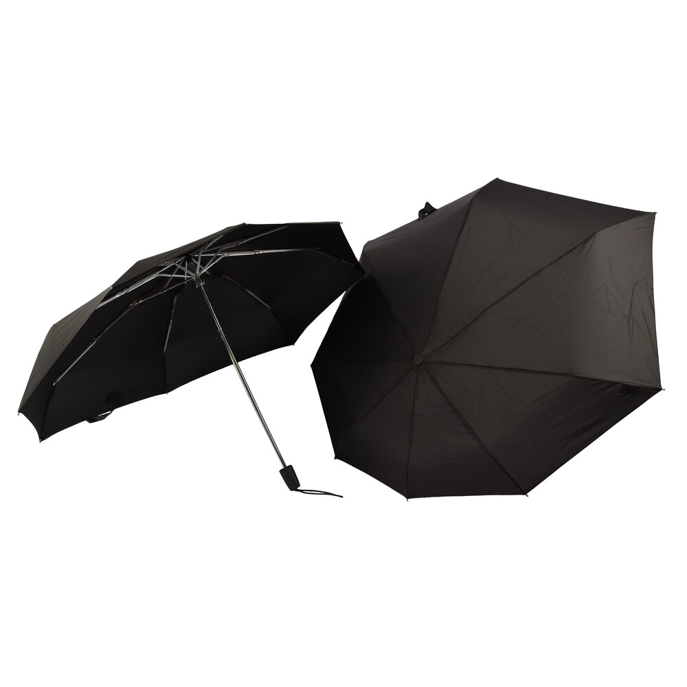 Discountershop Compact Storm Umbrella 97 cm – Windproof Strong Umbrella up to 80 km/h with Cover, Folding Black Umbrella