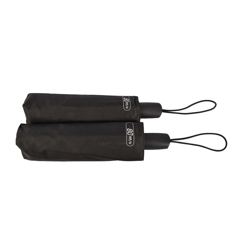 Discountershop Compact Storm Umbrella 97 cm – Windproof Strong Umbrella up to 80 km/h with Cover, Folding Black Umbrella