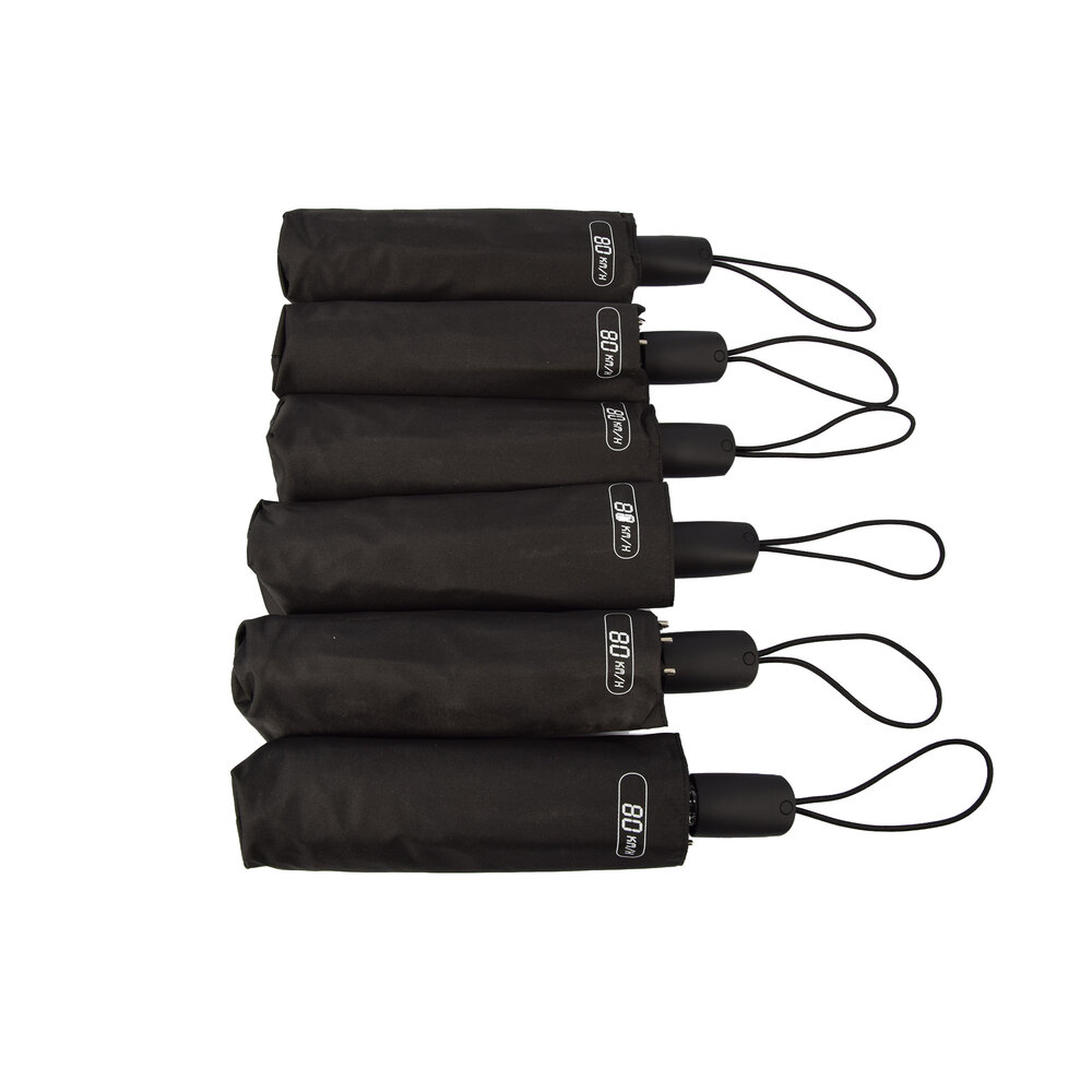 Discountershop Set of 6 Black, Folding Storm Umbrellas - 61.5 cm Long, 97 cm Diameter, Polyester and Aluminum. Discountershop Set of 6 Black, Folding Storm Umbrellas - 61.5 cm Long, 97 cm Diameter, Polyester and Aluminum.
