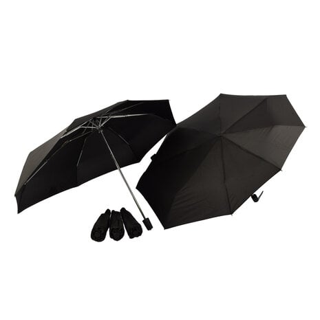 Discountershop Bulk Set of 5 Black, Folding Umbrellas - Stormproof, Polyester and Aluminum, 97 cm Diameter, 61.5 cm Long Discountershop Bulk Set of 5 Black, Folding Umbrellas - Stormproof, Polyester and Aluminum, 97 cm Diameter, 61.5 cm Long