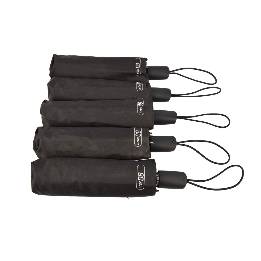 Discountershop Bulk Set of 5 Black, Folding Umbrellas - Stormproof, Polyester and Aluminum, 97 cm Diameter, 61.5 cm Long Discountershop Bulk Set of 5 Black, Folding Umbrellas - Stormproof, Polyester and Aluminum, 97 cm Diameter, 61.5 cm Long