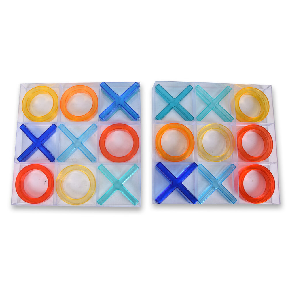 Discountershop 2 Pieces Large Tic Tac Toe Game - Children's Play - 25x25cm Plastic Game Board