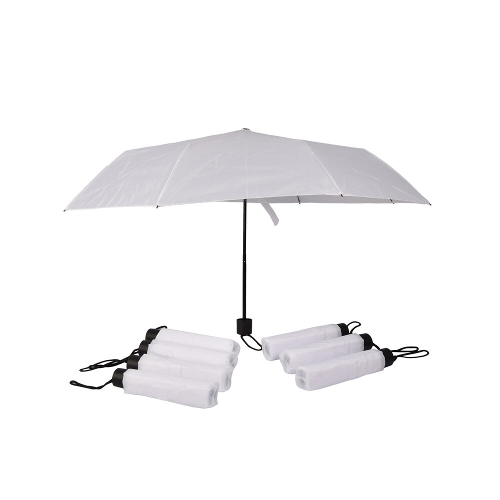 Discountershop 8x Large Folding Polyester Storm Umbrella with Aluminum Frame - White | 100cm Diameter