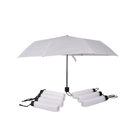 Discountershop 8x Large Folding Polyester Storm Umbrella with Aluminum Frame - White | 100cm Diameter