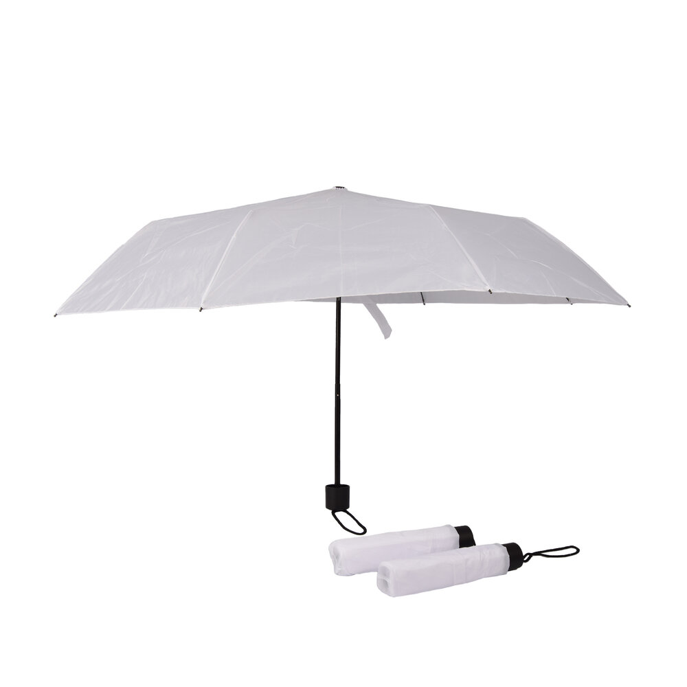 Discountershop 3x Large Folding Polyester Storm Umbrella with Aluminum Frame - White | 100cm Diameter Discountershop 3x Large Folding Polyester Storm Umbrella with Aluminum Frame - White | 100cm Diameter