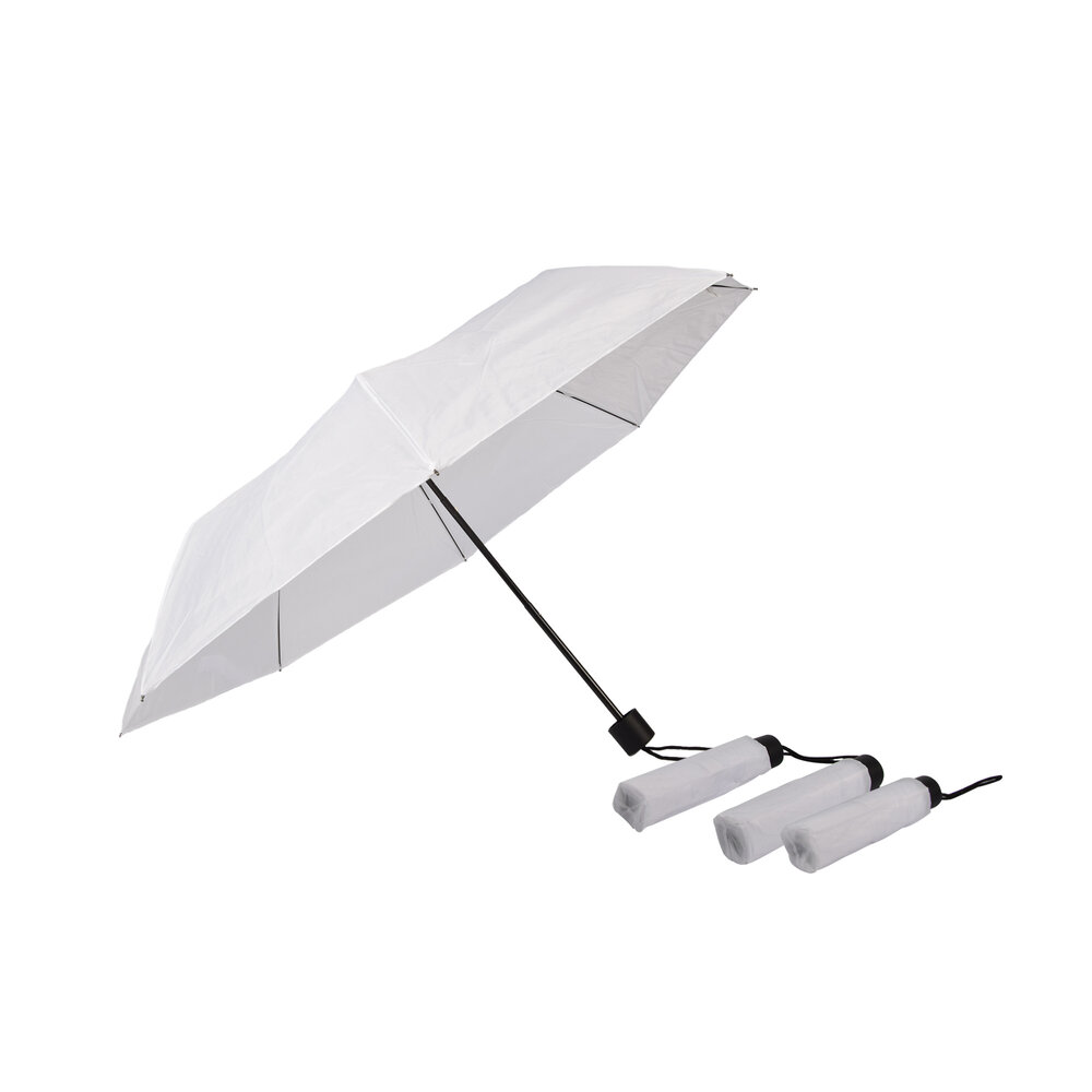Discountershop 4x Large Folding Polyester Storm Umbrella with Aluminum Frame - White | 100cm Diameter