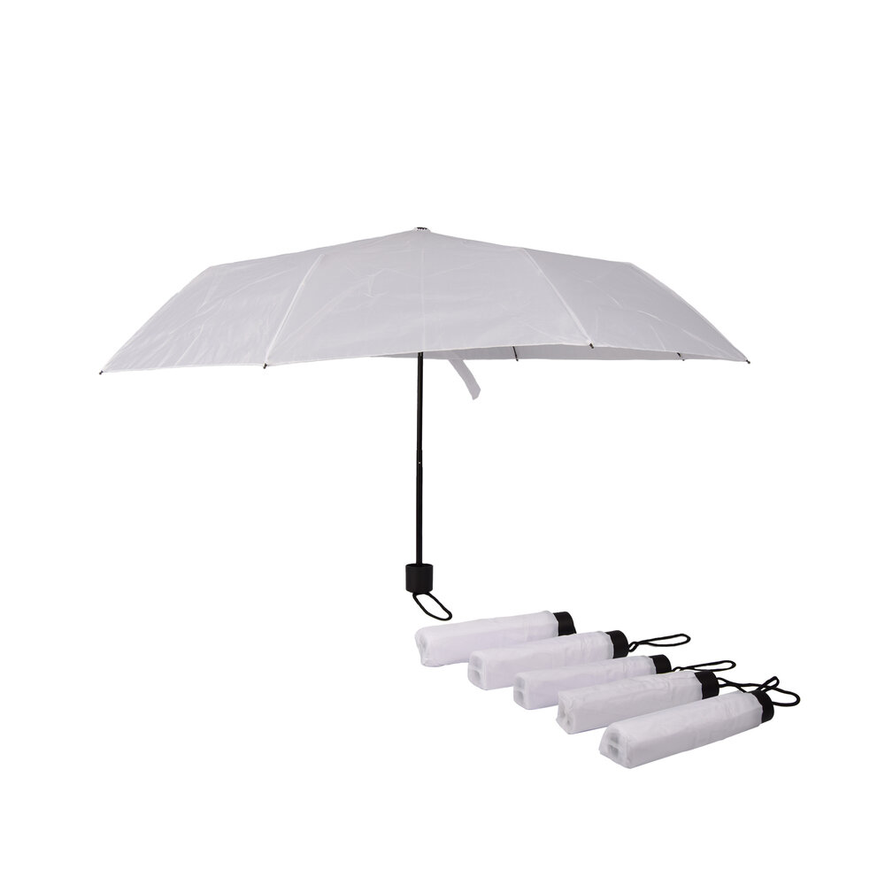 Discountershop 6x Large Folding Polyester Storm Umbrella with Aluminum Frame - White | 100cm Diameter Discountershop 6x Large Folding Polyester Storm Umbrella with Aluminum Frame - White | 100cm Diameter