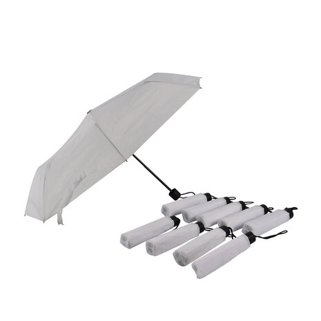 Discountershop 10x Large Folding Polyester Storm Umbrella with Aluminum Frame - White | 100cm Diameter