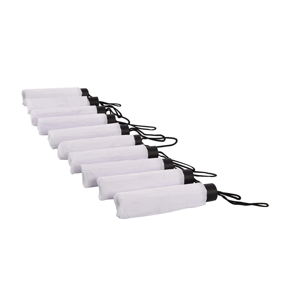 Discountershop 10x Large Folding Polyester Storm Umbrella with Aluminum Frame - White | 100cm Diameter