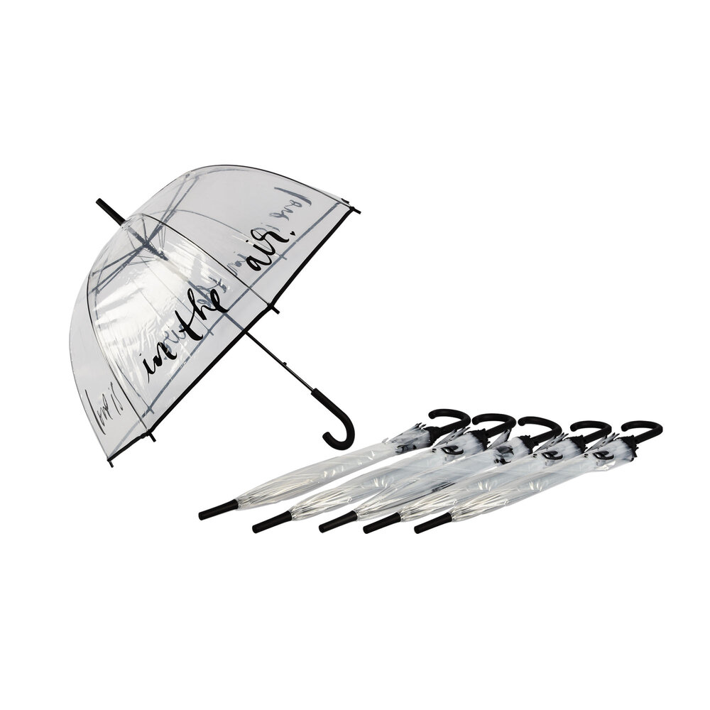 Discountershop 6x Grote Transparant Stormparaplu van Polyester met Aluminium Frame | 85cm Diameter Discountershop 6x Grote Transparant Stormparaplu van Polyester met Aluminium Frame | 85cm Diameter