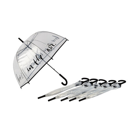 Discountershop 6x Grote Transparant Stormparaplu van Polyester met Aluminium Frame | 85cm Diameter Discountershop 6x Grote Transparant Stormparaplu van Polyester met Aluminium Frame | 85cm Diameter