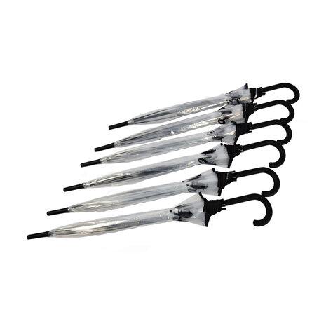 Discountershop 6x Grote Transparant Stormparaplu van Polyester met Aluminium Frame | 85cm Diameter Discountershop 6x Grote Transparant Stormparaplu van Polyester met Aluminium Frame | 85cm Diameter