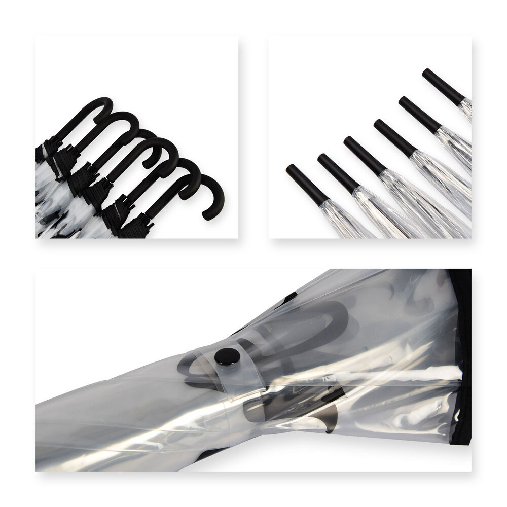 Discountershop 6x Large Transparant Polyester Storm Umbrella with Aluminum Frame | 85cm Diameter Discountershop 6x Large Transparant Polyester Storm Umbrella with Aluminum Frame | 85cm Diameter